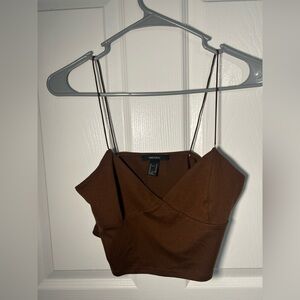 Brown Spaghetti Strap Cropped Cami